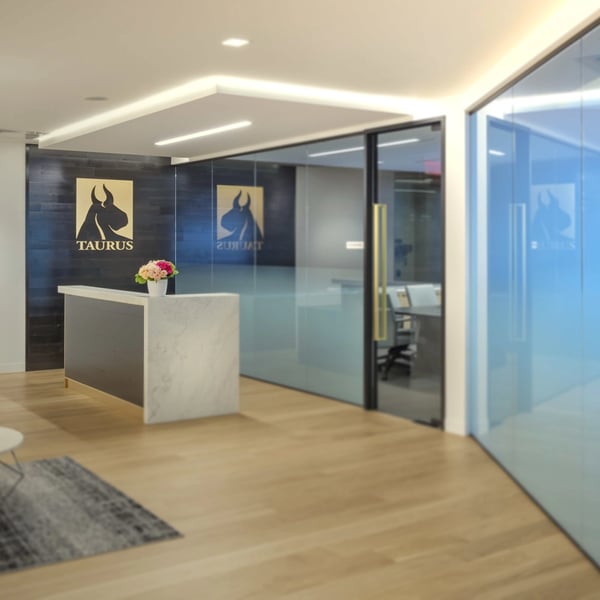 The reception area at Taurus Investment Holdings, Boston, Massachusetts, USA.