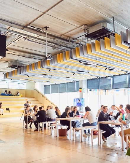 Shared space and cafe at The Bright Building, Manchester Science Park