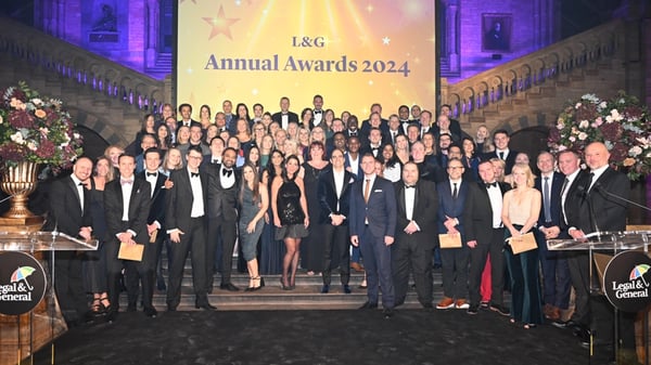 Award winners from L&G’s 2024 Annual Awards gather for a group photo at the Natural History Museum in London, UK.