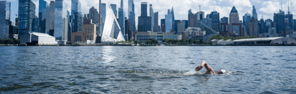 Lewis Pugh, UN Environment Programme's Patron of the Oceans, Swims The Hudson River