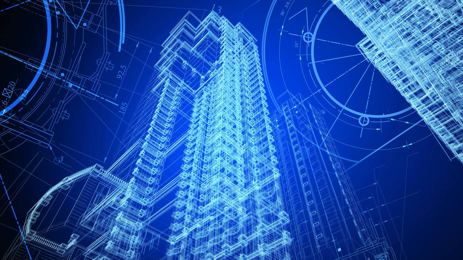 Digital blueprint of buildings  Digital blueprint of buildings