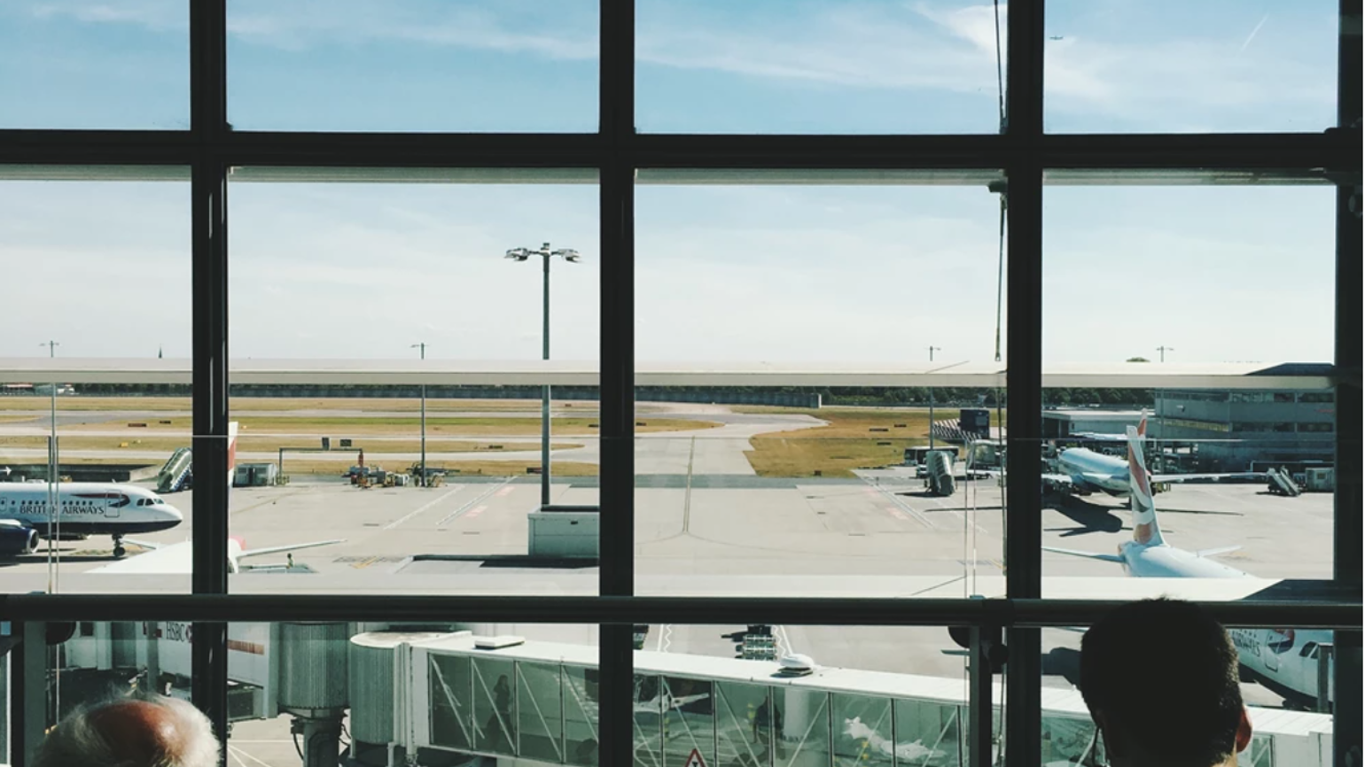 Window view of Heathrow airport Window view of Heathrow airport