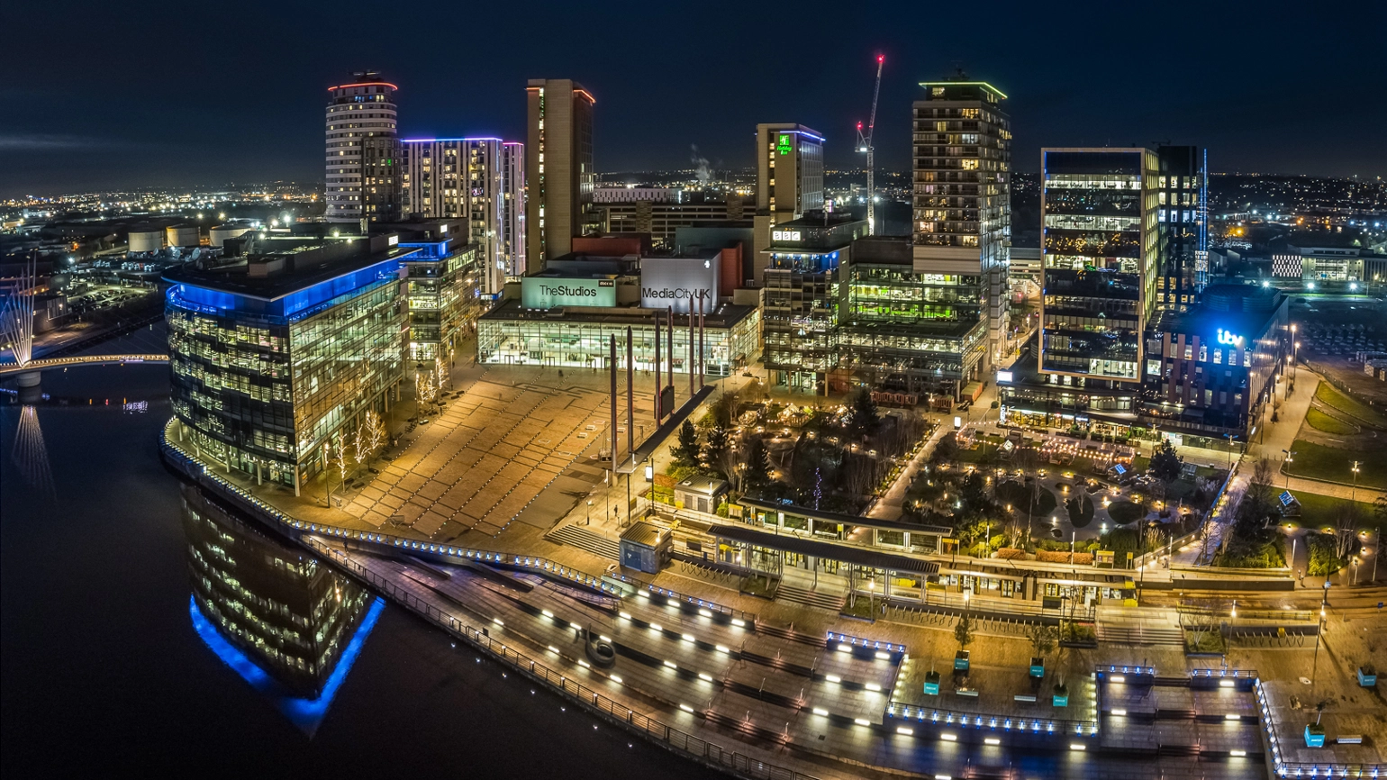 Media City and The Quay night view Media City and The Quay night view