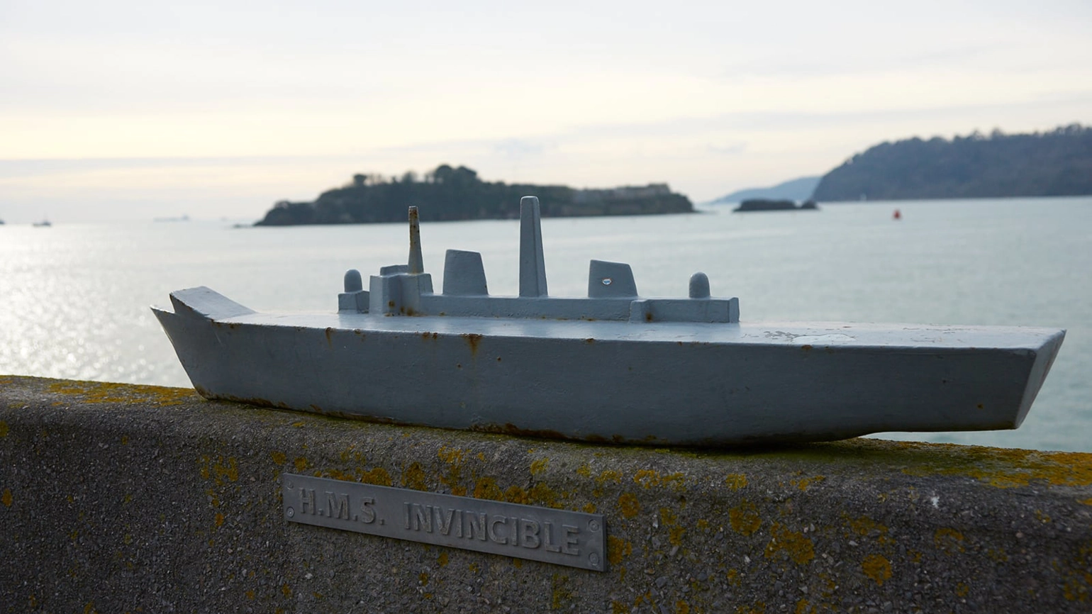 Model of HMS Invincible in Plymouth, Devon,UK Model of HMS Invincible in Plymouth, Devon,UK