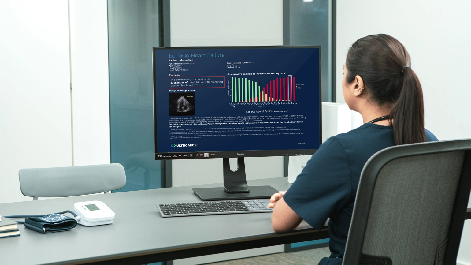 Echogo® Heart Failure Doctor Looking At Report Echogo® Heart Failure Doctor Looking At Report
