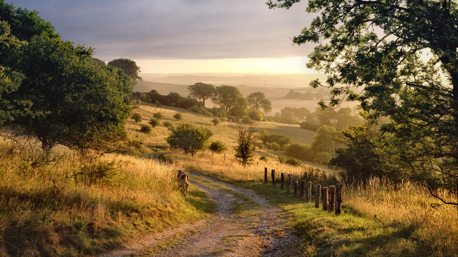 Image of countryside during sunset  Image of countryside during sunset