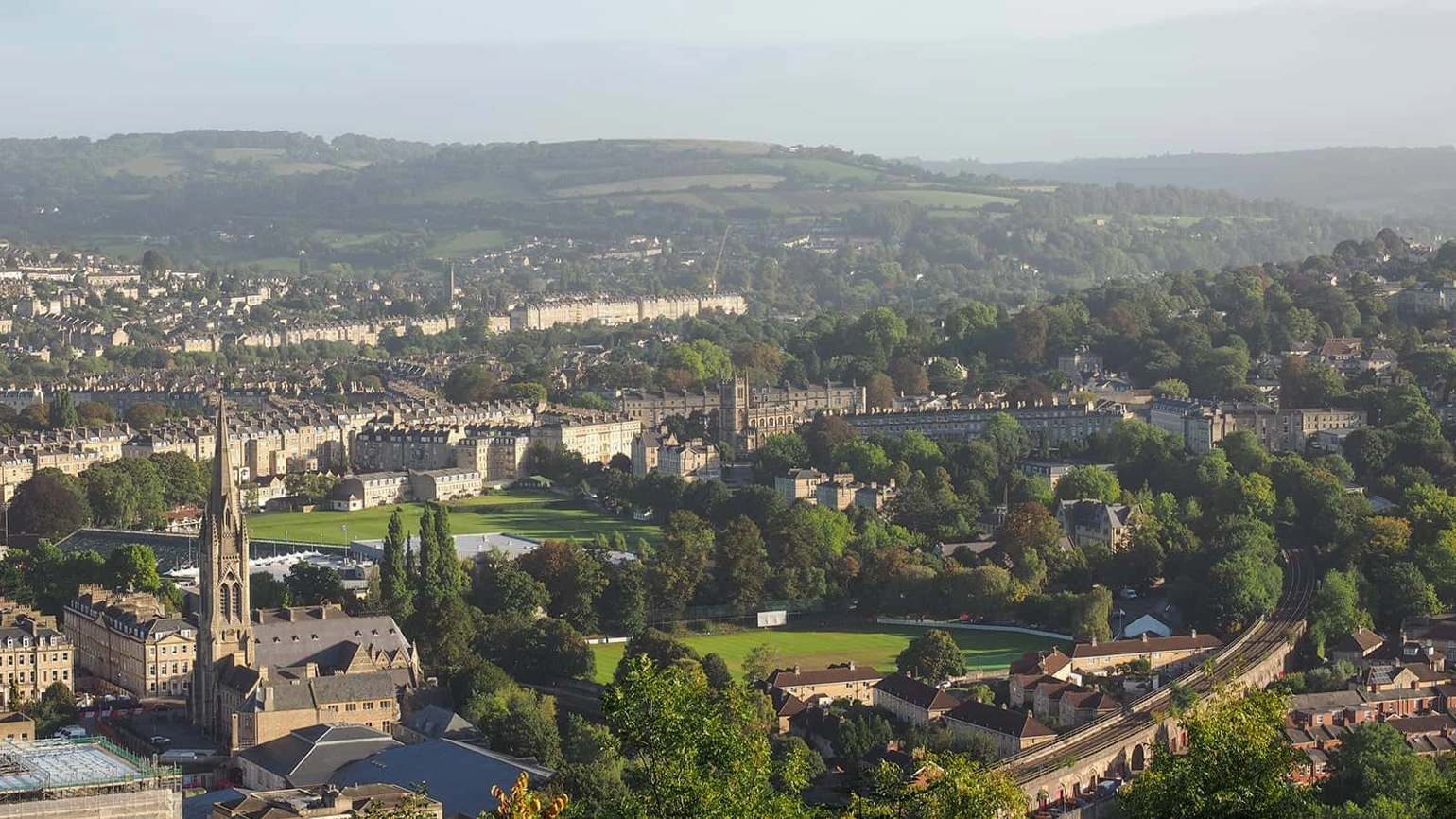 Bath city centre in aerial view  Bath city centre in aerial view