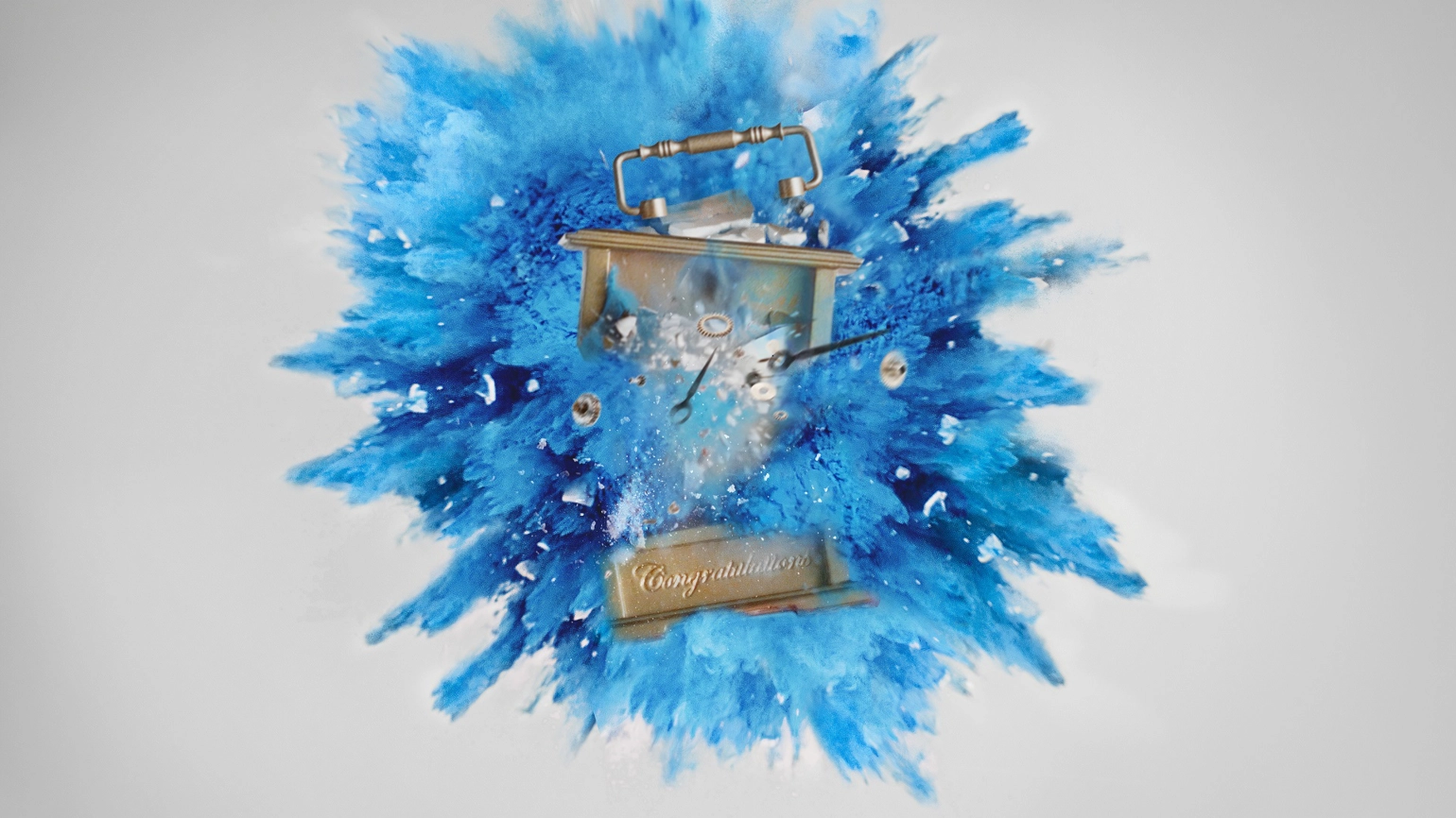 Blue colour and object explosion image Blue colour and object explosion image