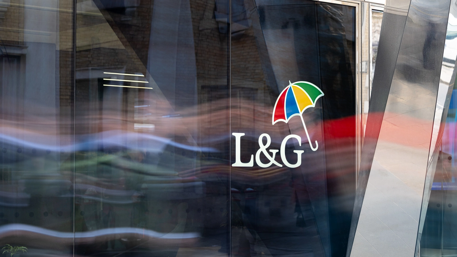 Exterior view of the L&G office at One Coleman Street, London, UK. The building has large glass windows, with the L&G logo. Exterior view of the L&G office at One Coleman Street, London, UK. The building has large glass windows, with the L&G logo.