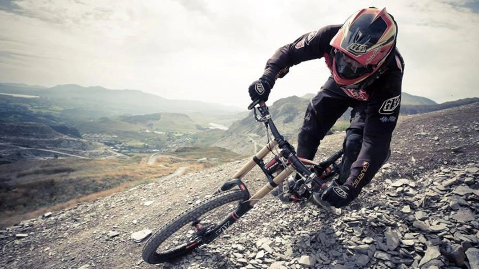 BMX biker biking in the mountain BMX biker biking in the mountain