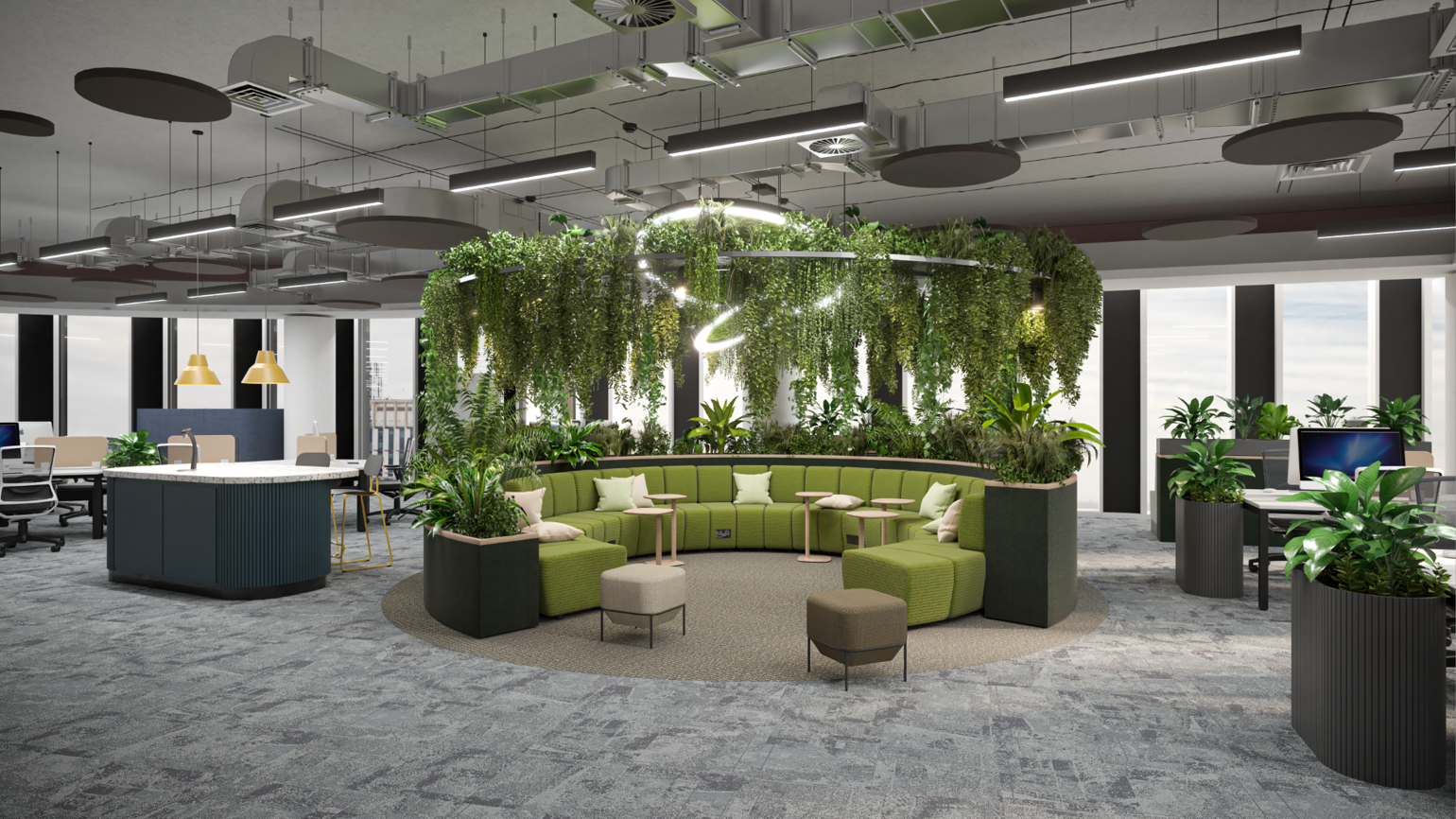 Garden lounge inside Legal & General's Wales office in Cardiff Central Square. Garden lounge inside Legal & General's Wales office in Cardiff Central Square.