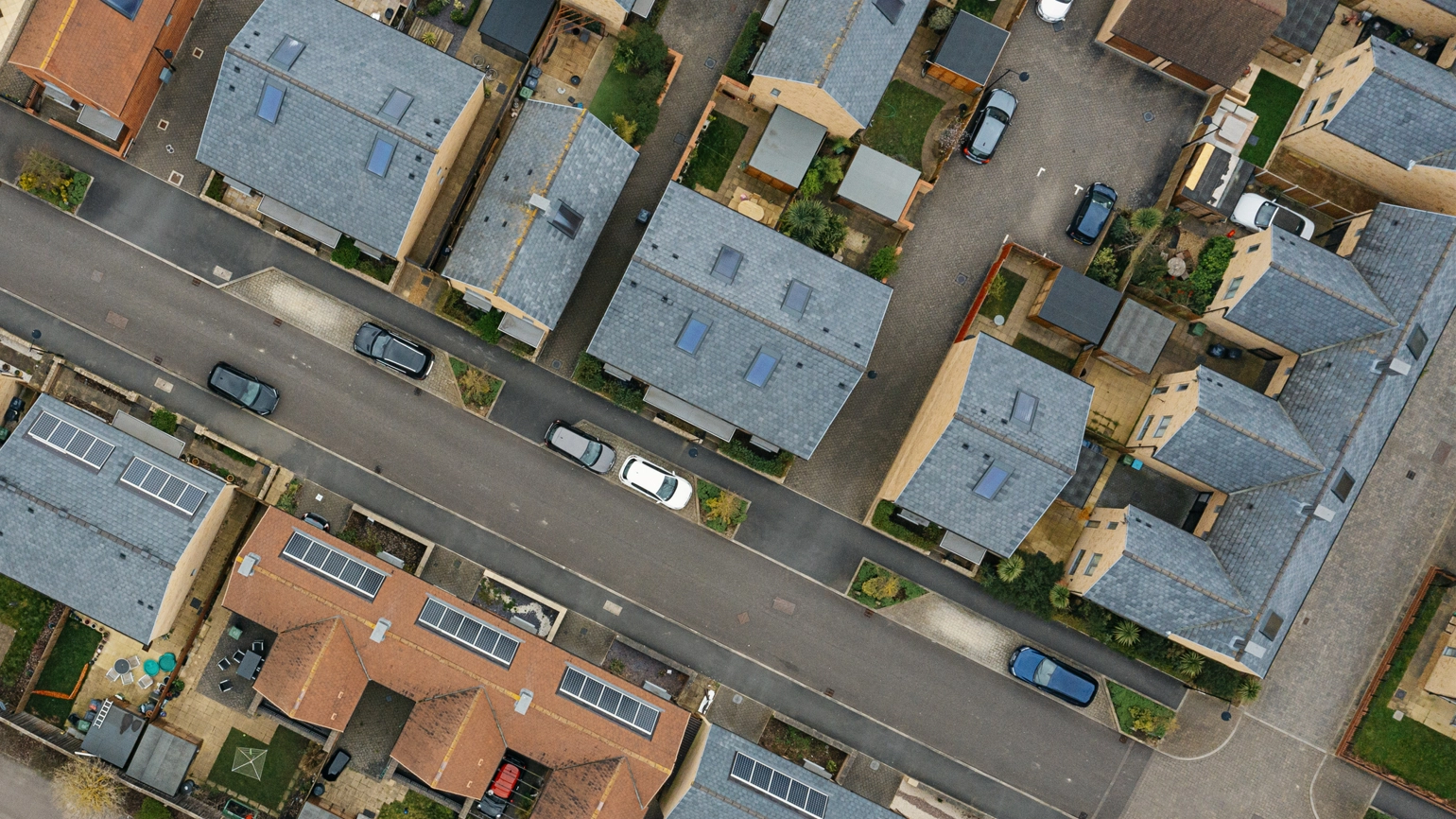 Drone view of the newly built residents Drone view of the newly built residents