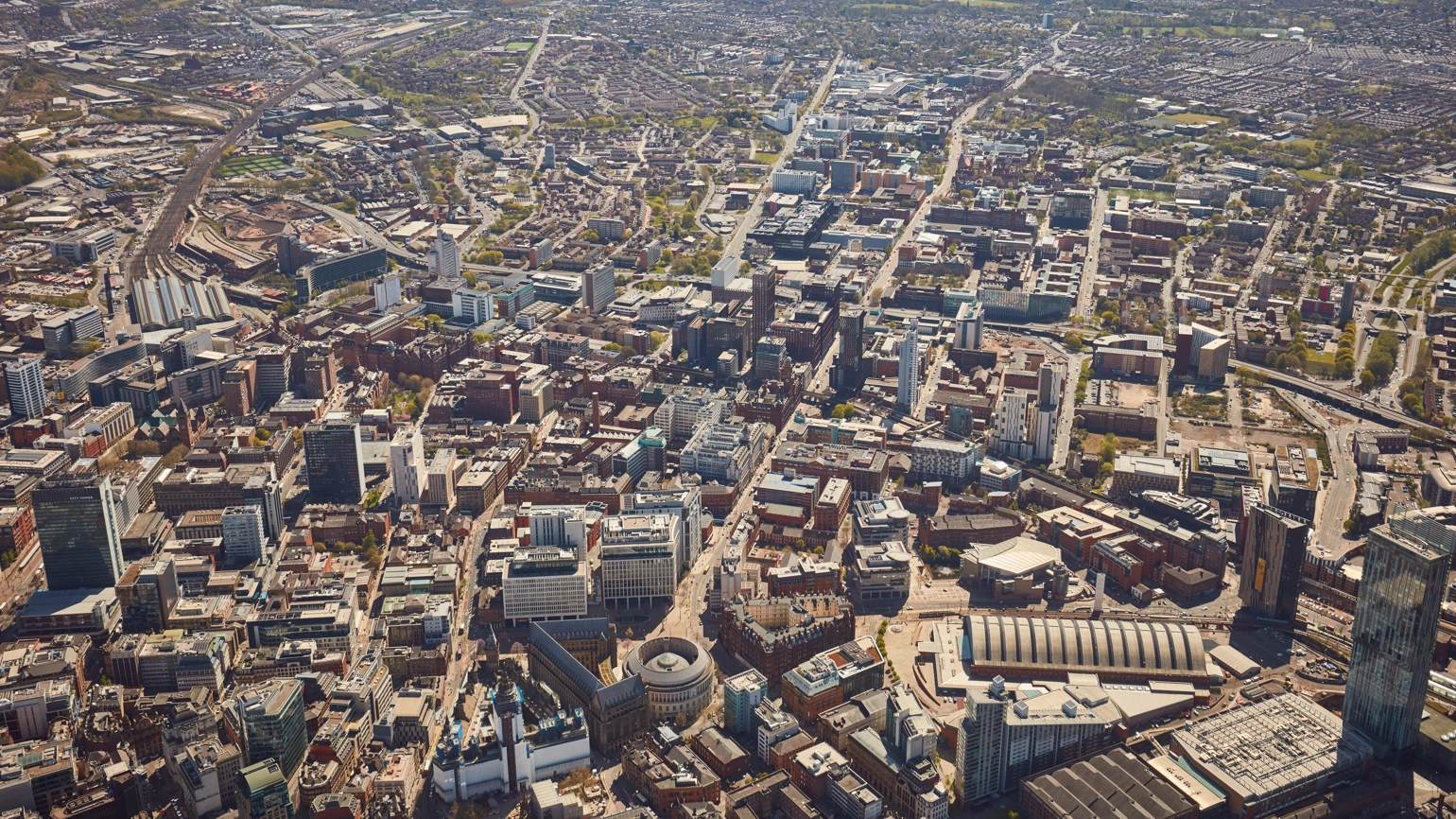 Aerial shot of Manchester City Aerial shot of Manchester City