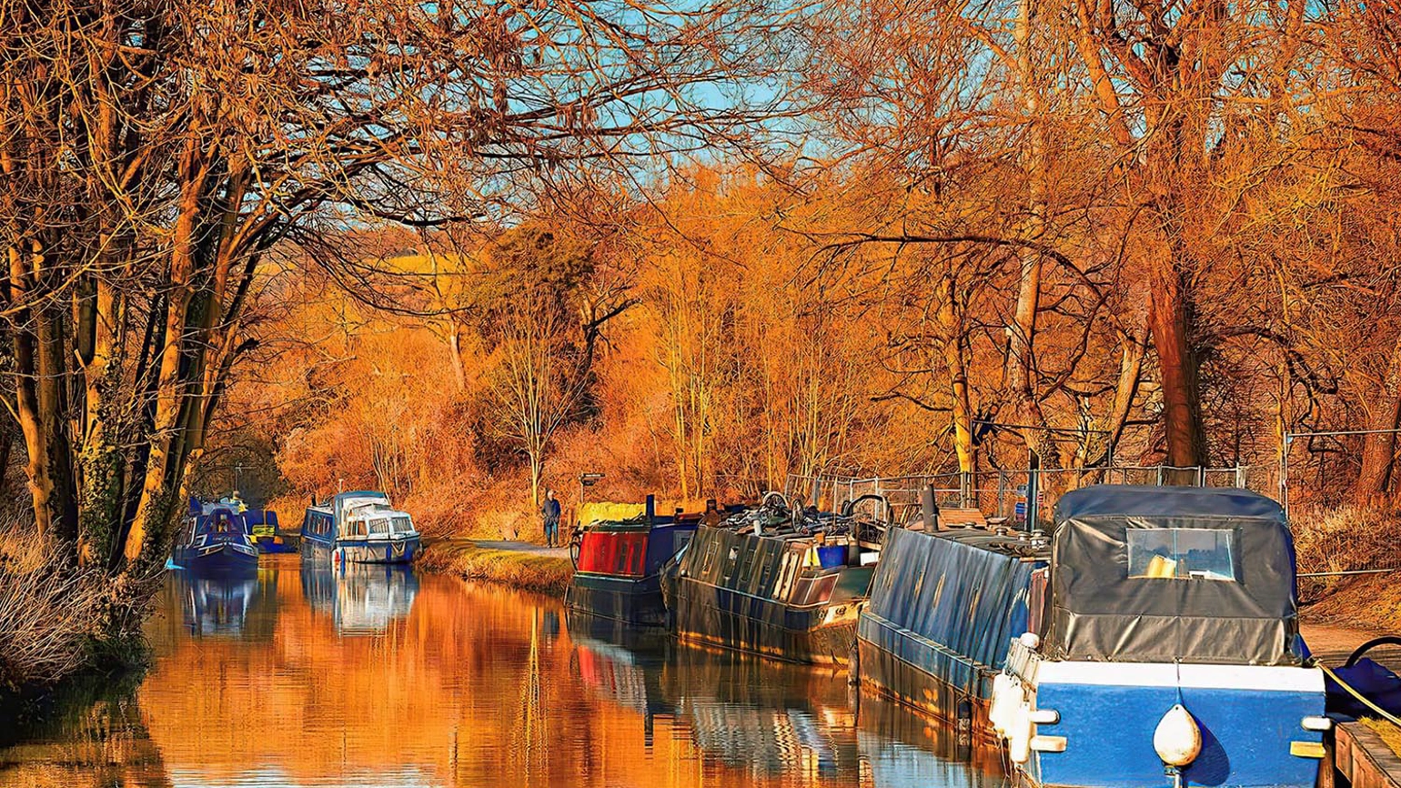 Autumn scenery in canal Autumn scenery in canal