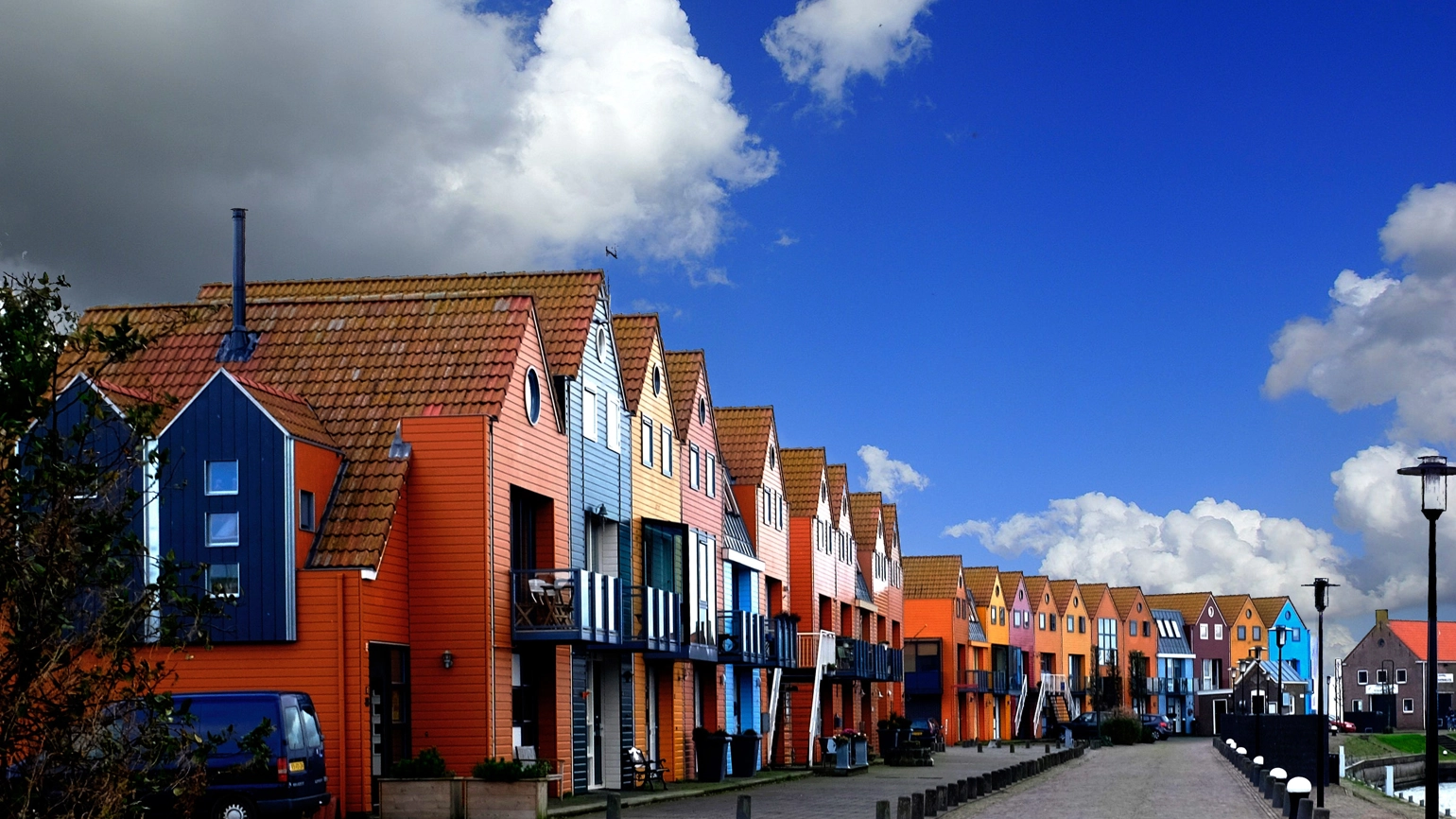 Suburban town homes in multicolour Suburban town homes in multicolour