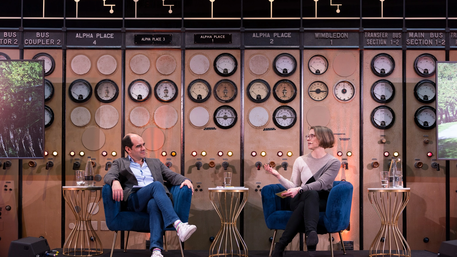 António Simões and Laura Mason on stage at L&G's senior leader event at Battersea Power Station, London, England. António Simões and Laura Mason on stage at L&G's senior leader event at Battersea Power Station, London, England.