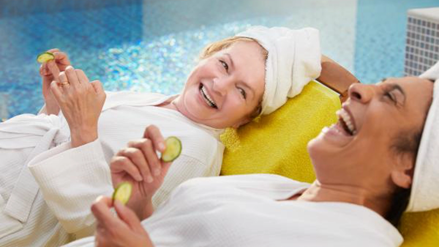 Two middle aged female enjoying spa day Two middle aged female enjoying spa day