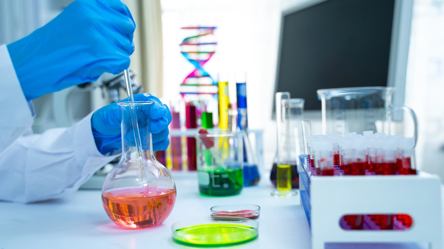 Image of scientist doing experiment Image of scientist doing experiment