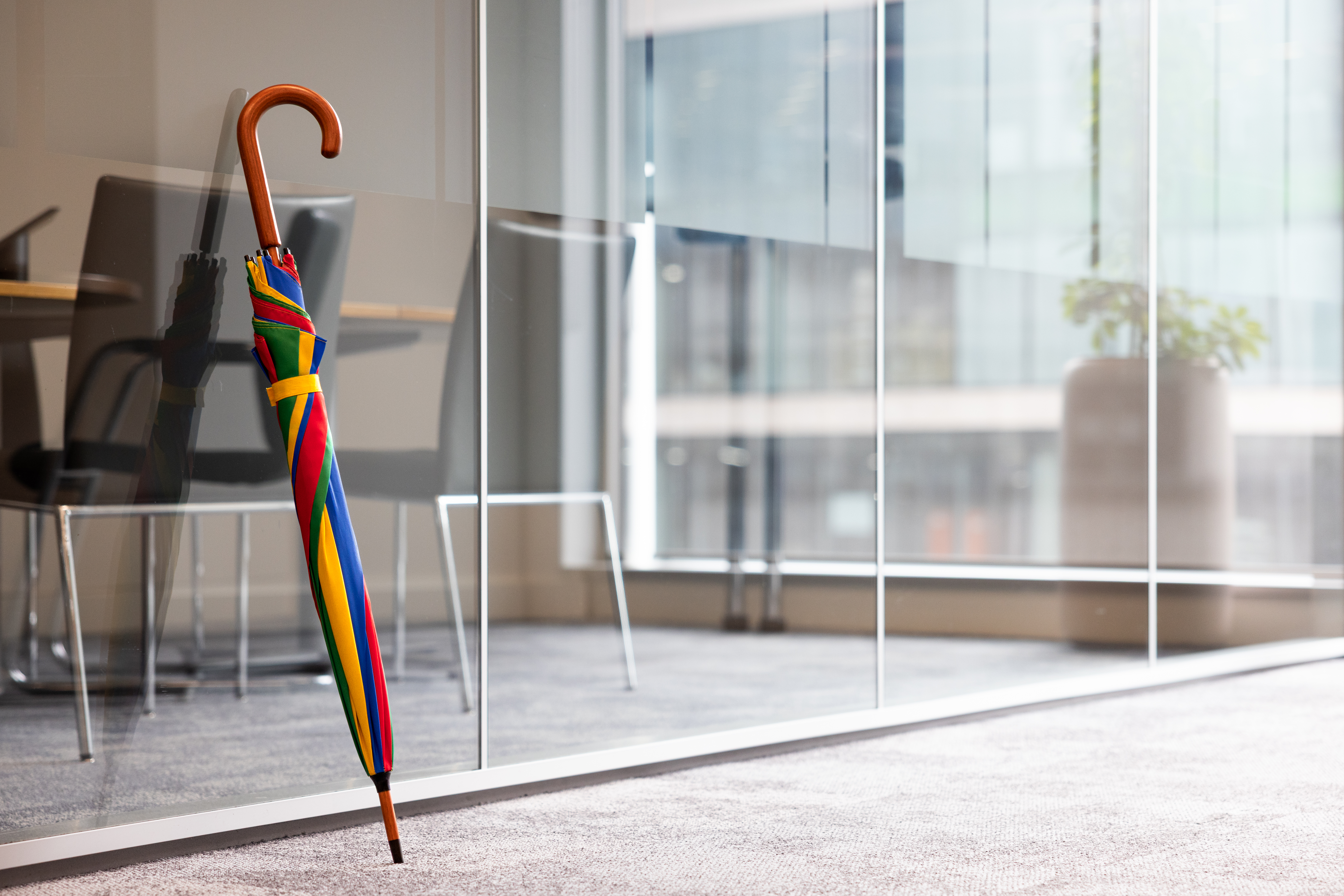 Umbrella Leaning On Meeting Room High Res