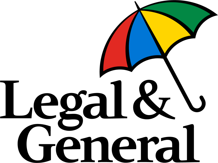 a four panelled coloured umbrella accompanied with Legal & General text